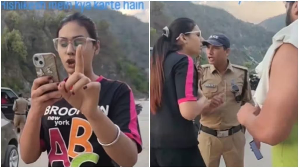 हरियाणा की महिला टूरिस्ट का हंगामा गंगा किनारे पी रही थी शराब पुलिस ने रोका तो बोली- ‘तुम्हारी रोजी‑रोटी हम पर्यटकों से चलती है’