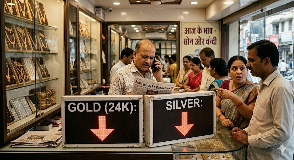 Gold-Silver Rate : सोने-चांदी की कीमतों में गिरावट, जानिए 24, 22, 18 कैरेट गोल्ड के रेट